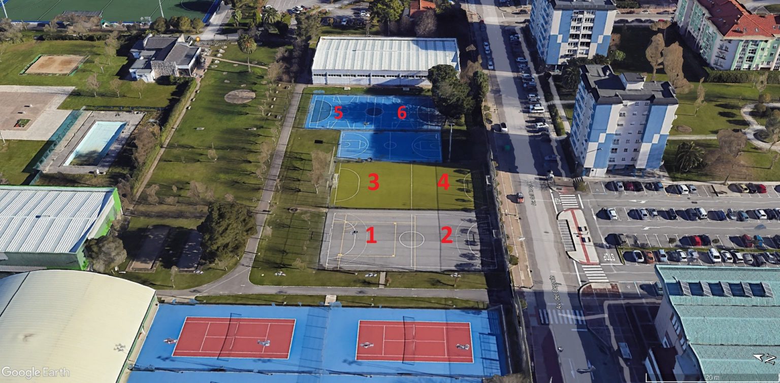 Vista aérea del Complejo Ruth Beitia con los campos 1-6